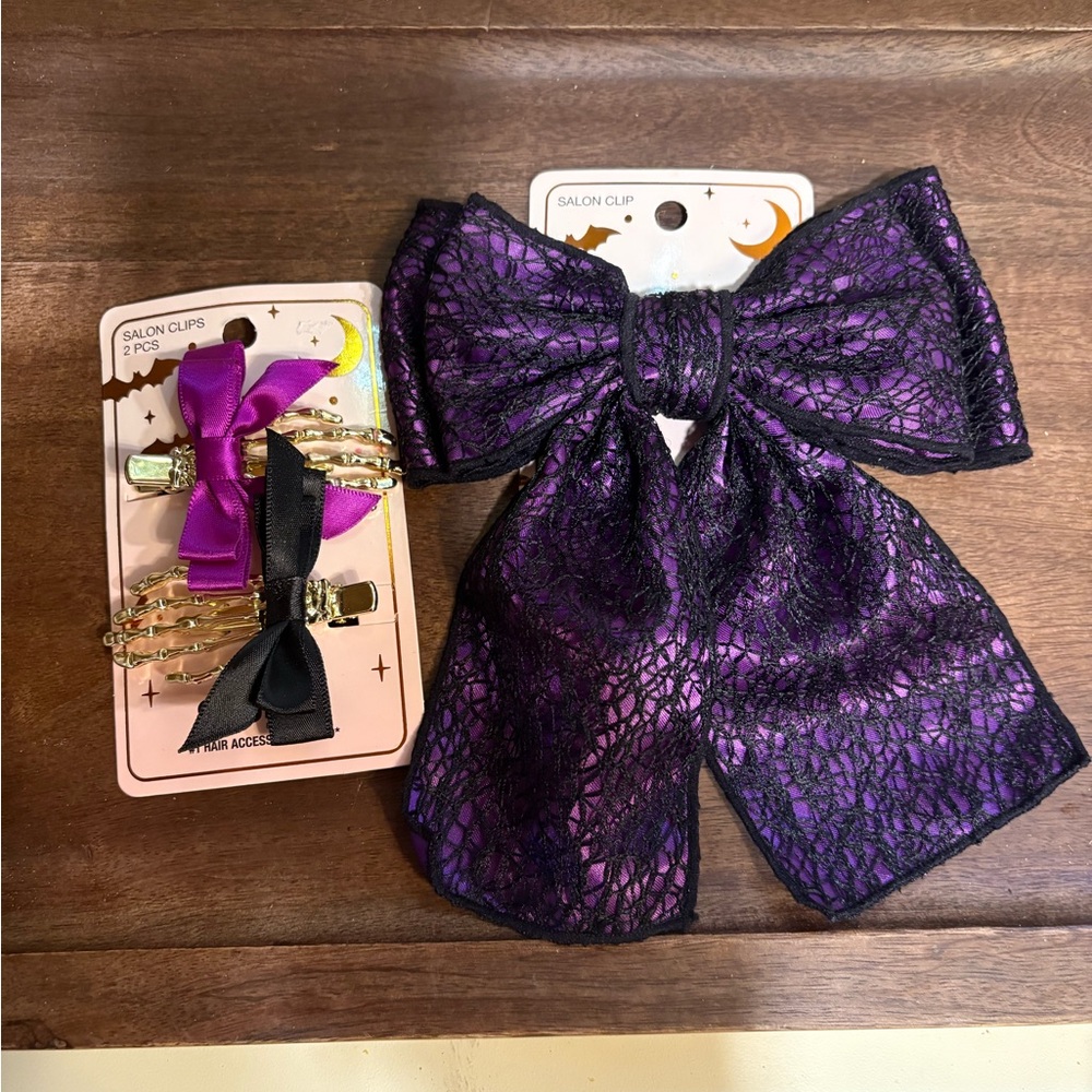 Purple and Black Lace Hair Bow